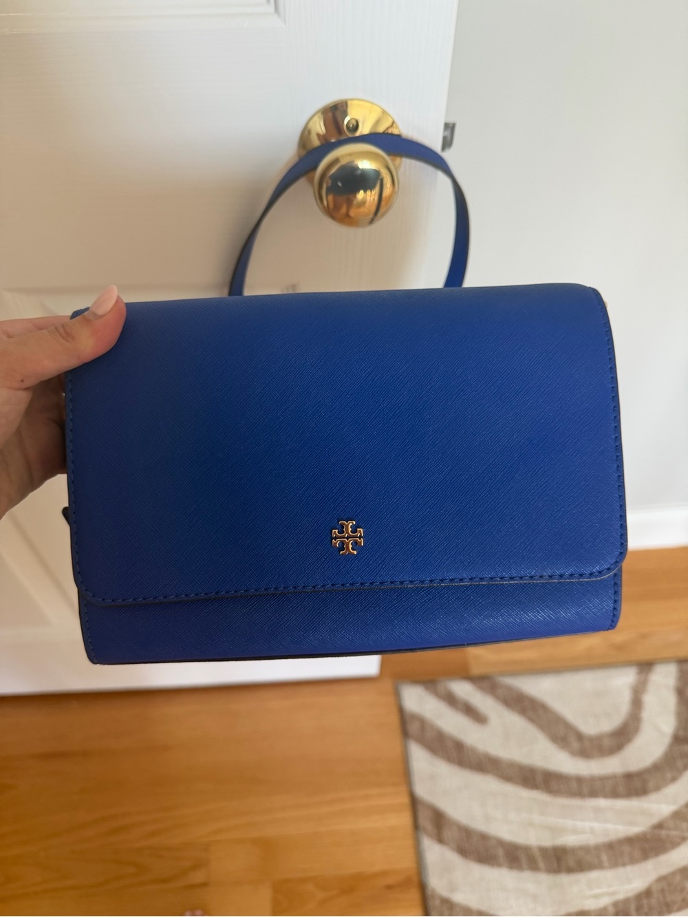 Tory Burch Emerson Saffiano Leather Convertible Crossbody Bag – Royal Blue